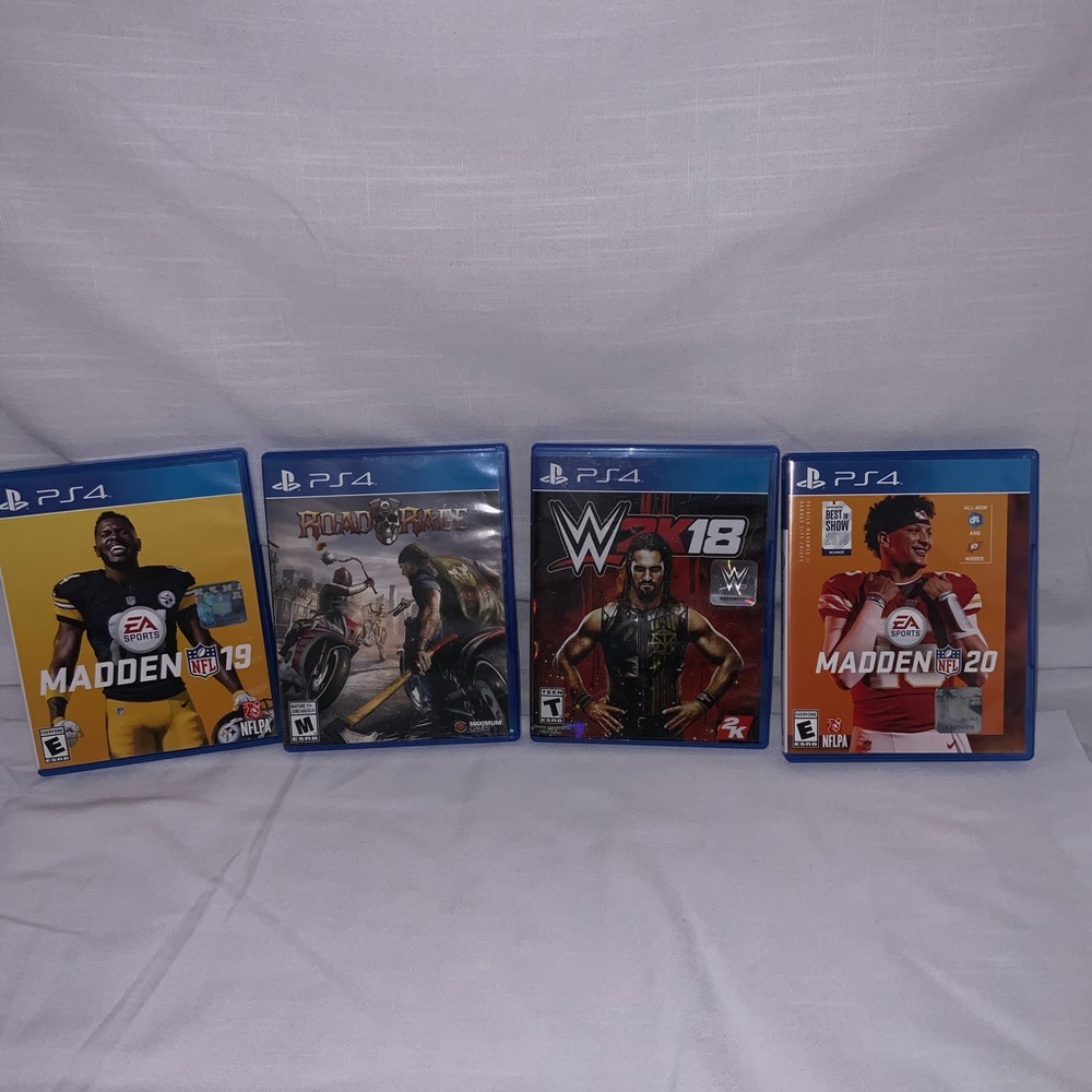 PS4 GAME BUNDLE 4 GAMES MADDEN 2O & 19 W 2K 18 &